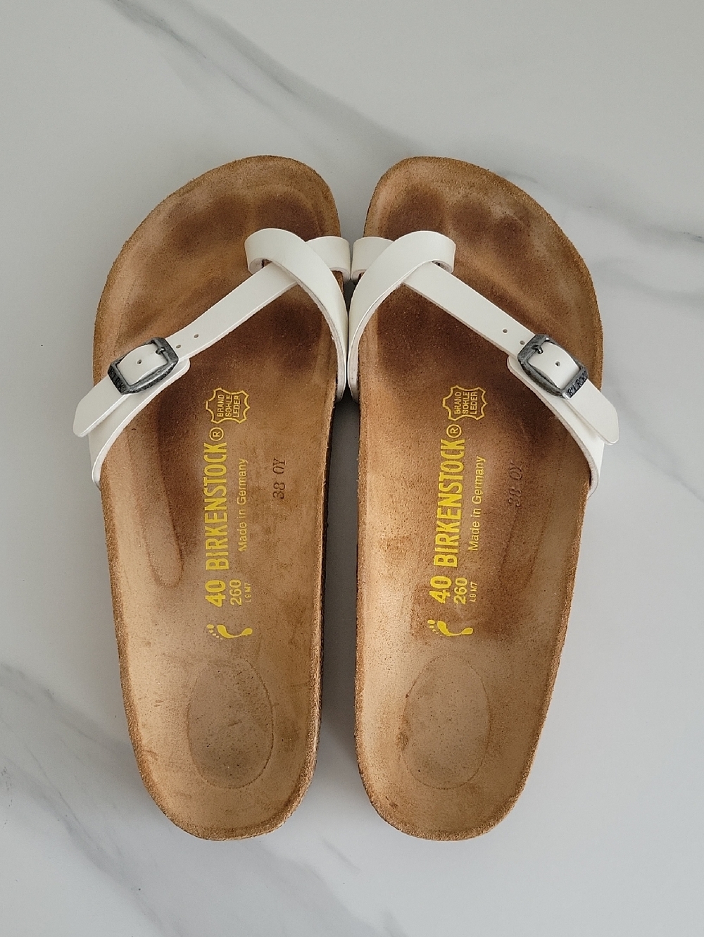 Birkenstock White Piazza Birko-Flor Sandals